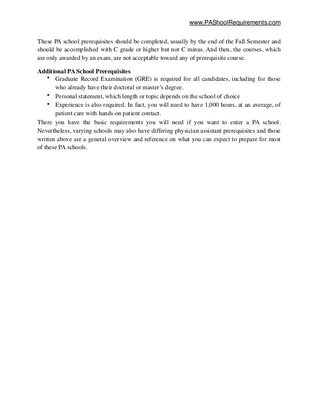 Full List of PA School Requirements