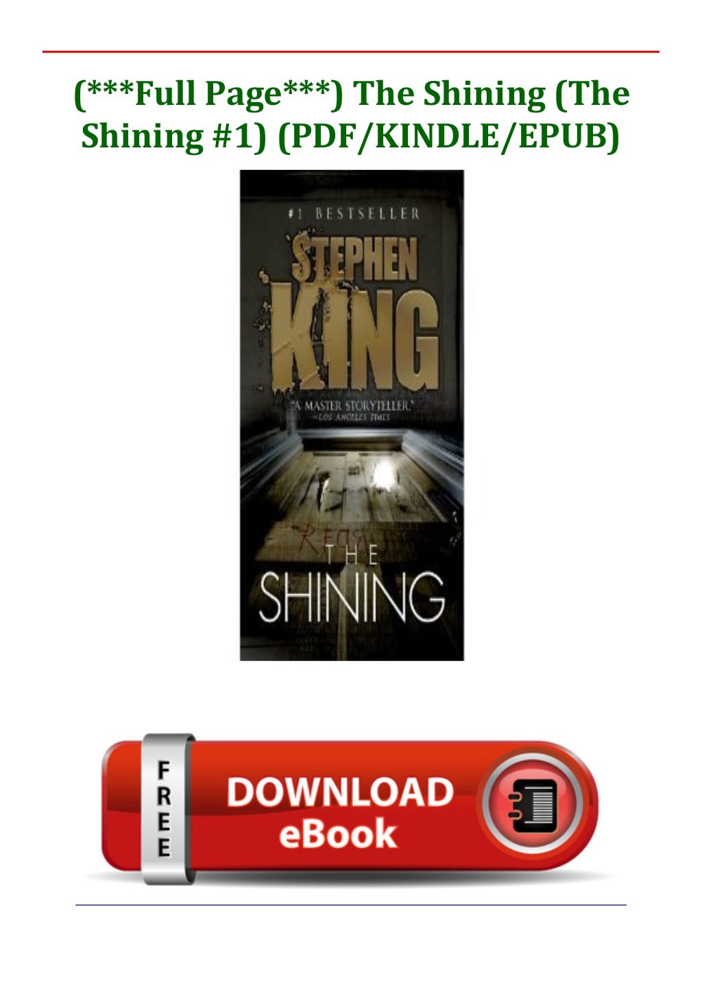 Full Page***) The Shining (The Shining #1) (PDF/KINDLE/EPUB)