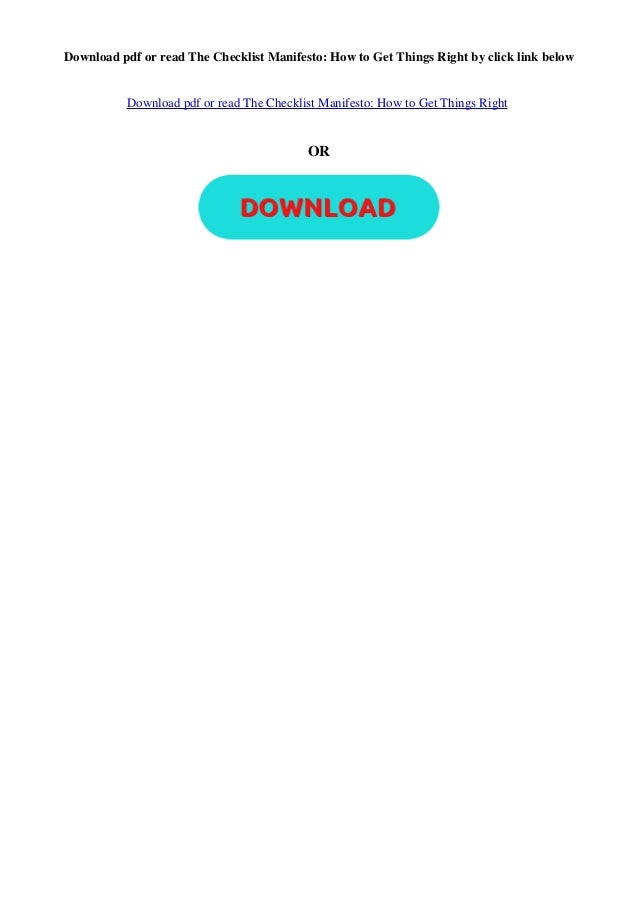 The Checklist Manifesto PDF Free Download