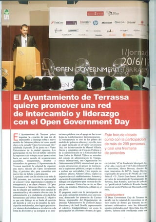 Article sobre I Jornada Govern Obert a Terrassa (Open Government Day) a la revista SC Actual Smart City