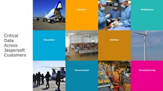 Education Utilities
Lemon drops oat cake oat
cake sugar plum sweet
gingerbread chocolate
cake gingerbread.
Portfolio Five
Aviation Healthcare
Government Manufacturing
Critical
Data
Across
Jaspersoft
Customers
 