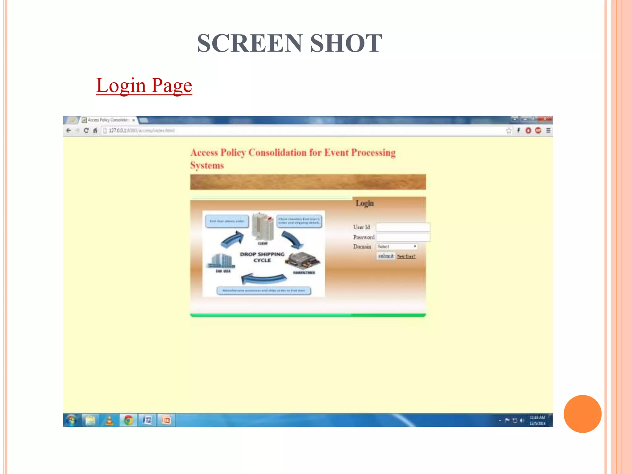 SCREEN SHOT 
Login Page 
 