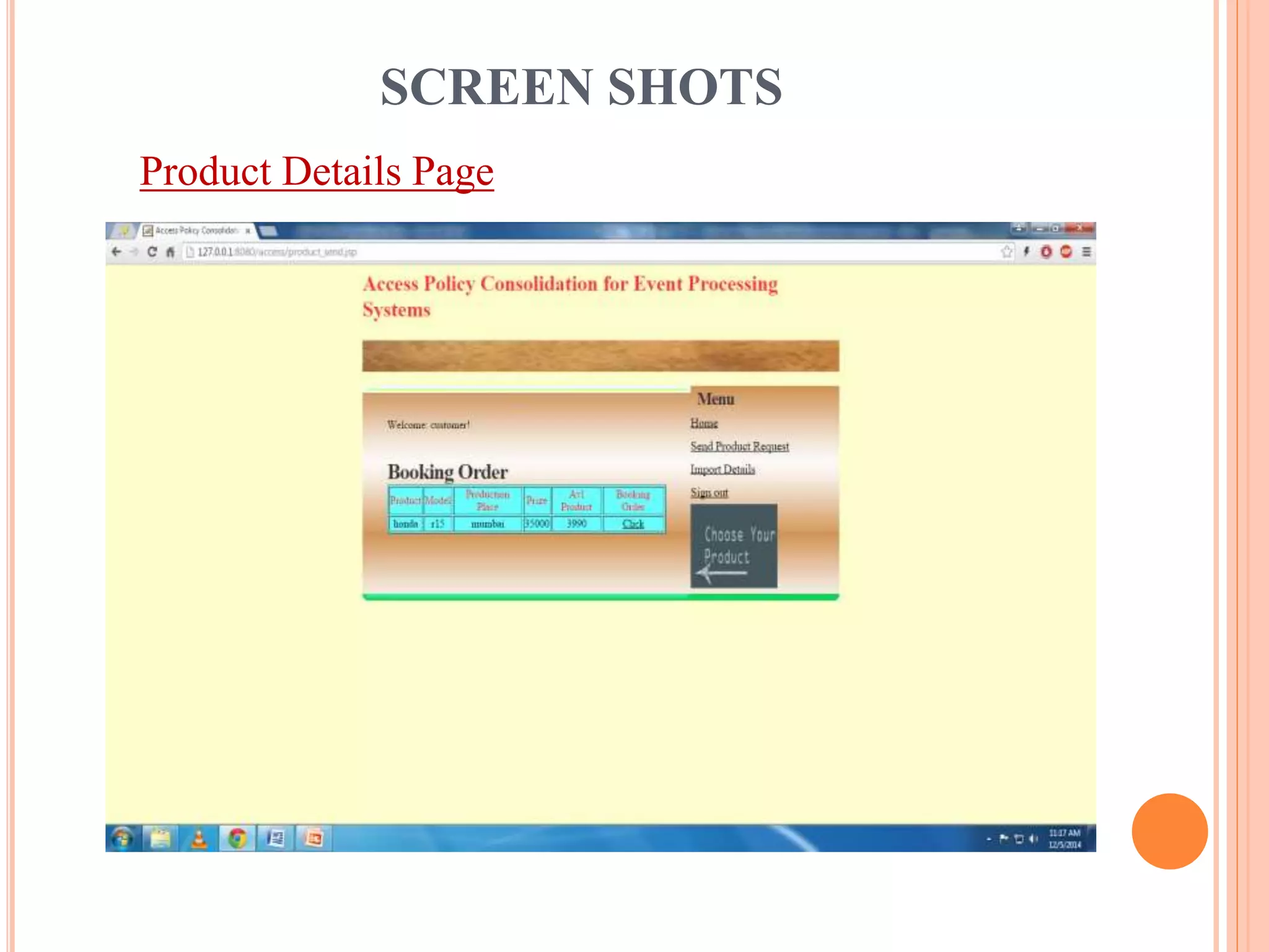 SCREEN SHOTS 
Product Details Page 
 