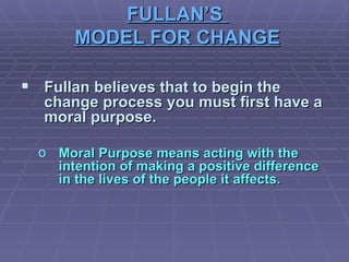FULLAN’S  MODEL FOR CHANGE ,[object Object],[object Object]