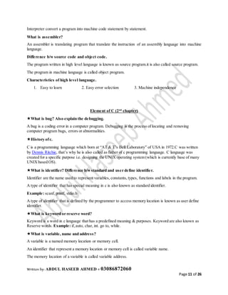 ICS Part 2 Computer Science Short Notes | PDF