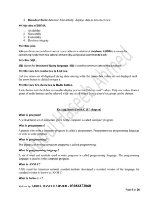 ICS Part 2 Computer Science Short Notes | DOCX