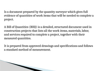Comprehensive Guide to Construction Estimation, BOQ, and Pricing | PPTX