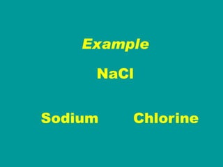 Example NaCl Sodium ine Chlor 