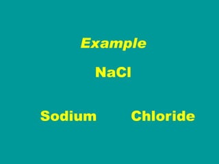 Example NaCl Sodium ide Chlor 