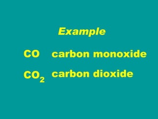 Example CO CO 2 carbon monoxide carbon dioxide 