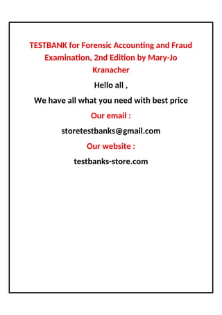 FULL CHAPTERS TESTBANK for Forensic Accounting and Fraud Examination ...