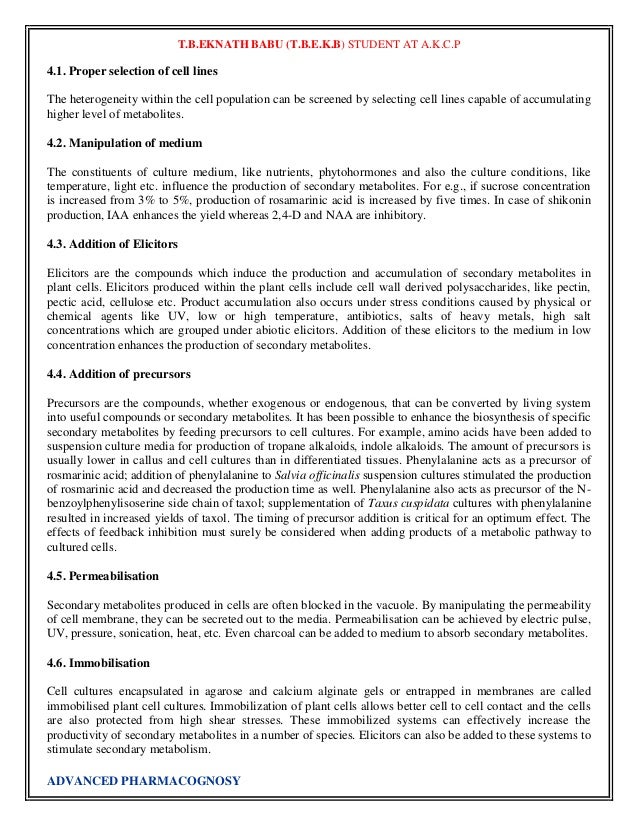 T.B.EKNATH BABU (T.B.E.K.B) STUDENT AT A.K.C.P
4.1. Proper selection of cell lines
The heterogeneity within the cell pop...