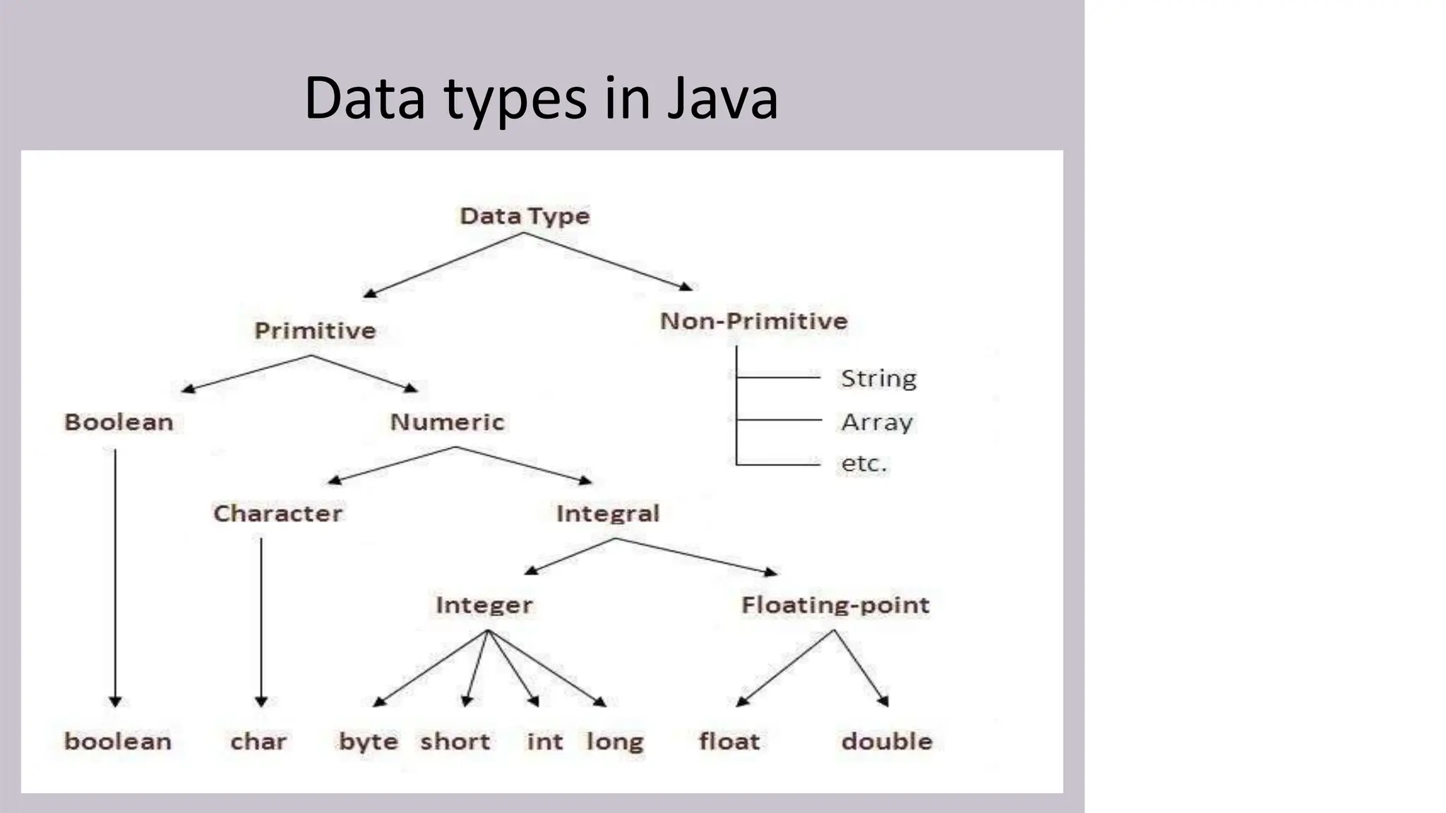 Data types in Java
 
