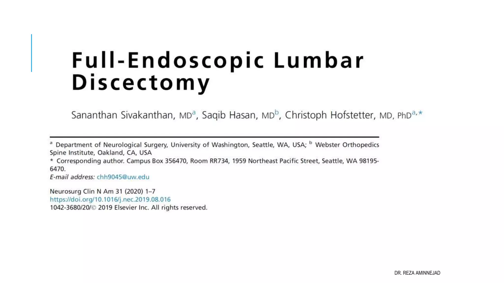 Full Endoscopic Lumbar Discectomy PPT