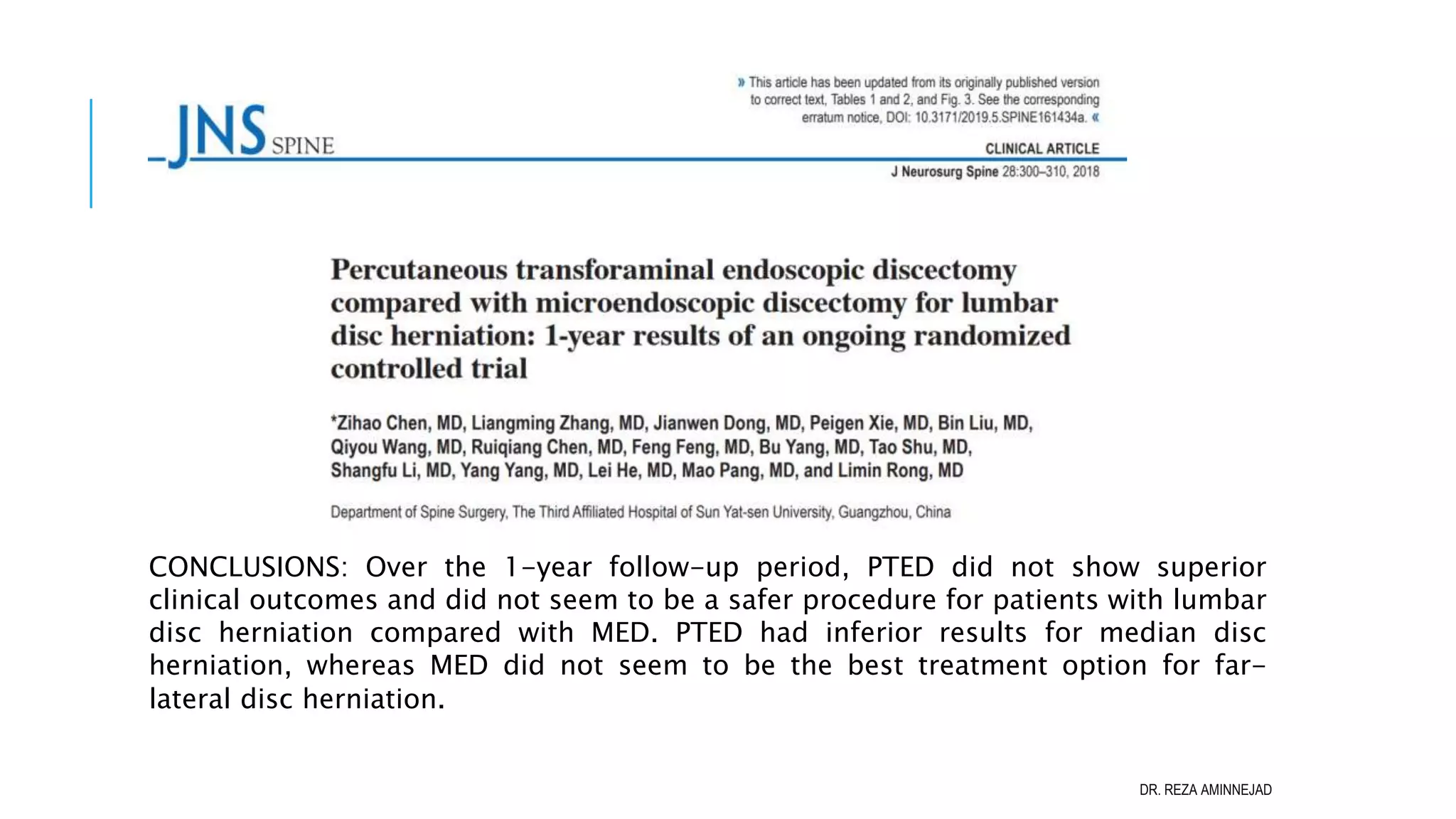 Full Endoscopic Lumbar Discectomy PPT