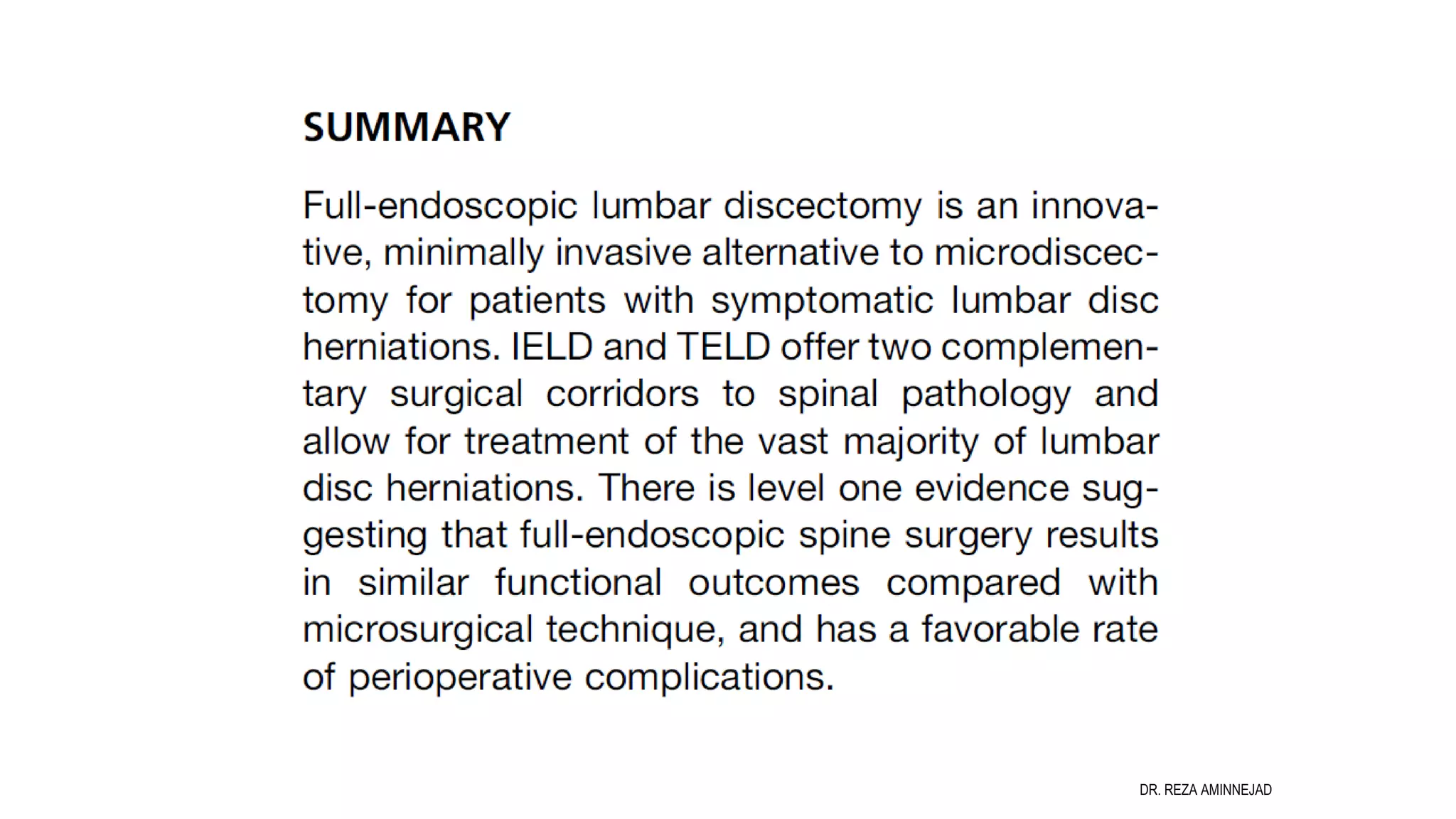 Full Endoscopic Lumbar Discectomy PPT