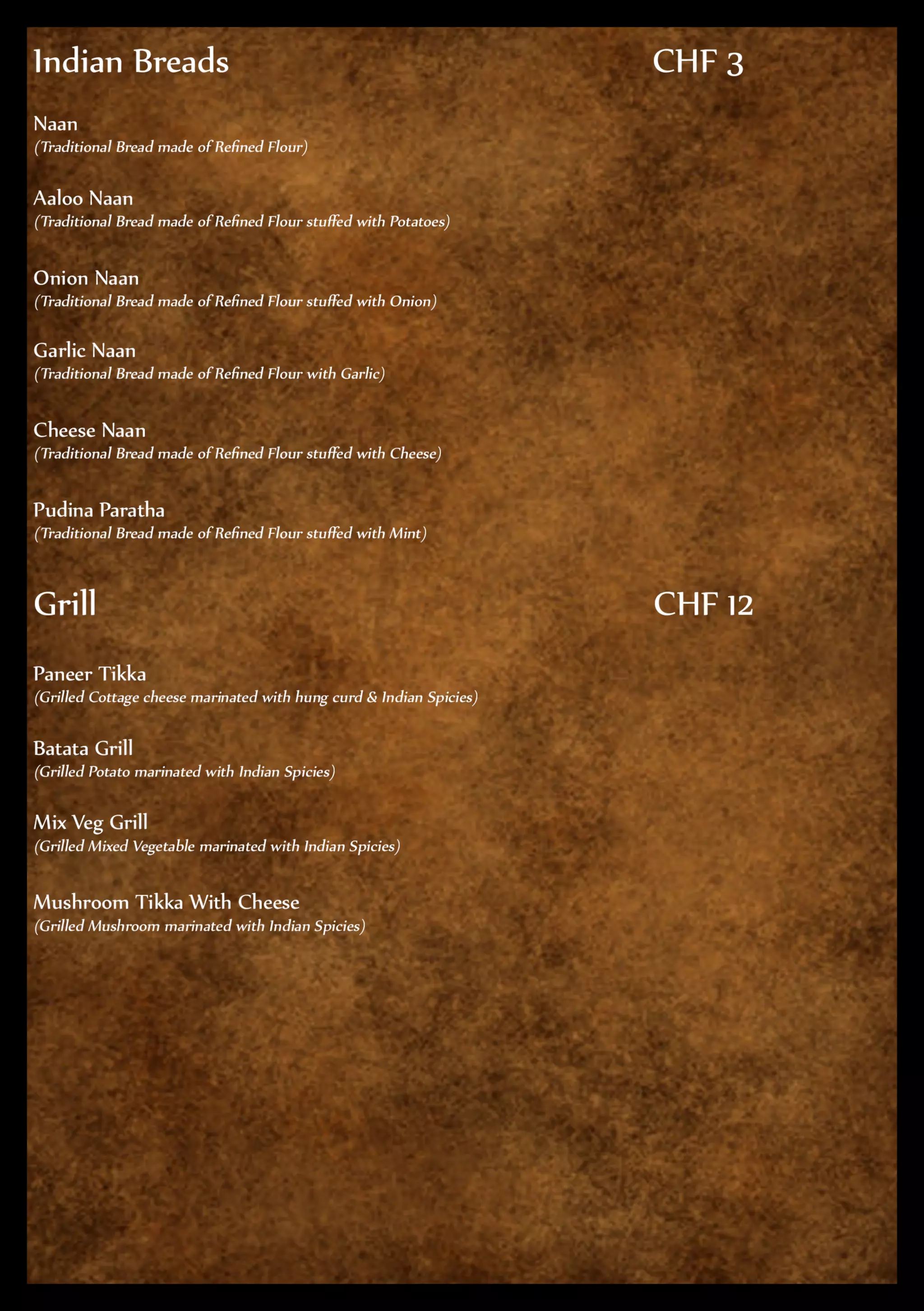 Menu Booklet