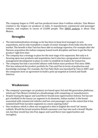 Major project report on Tata Motors and its marketing strategies | PDF