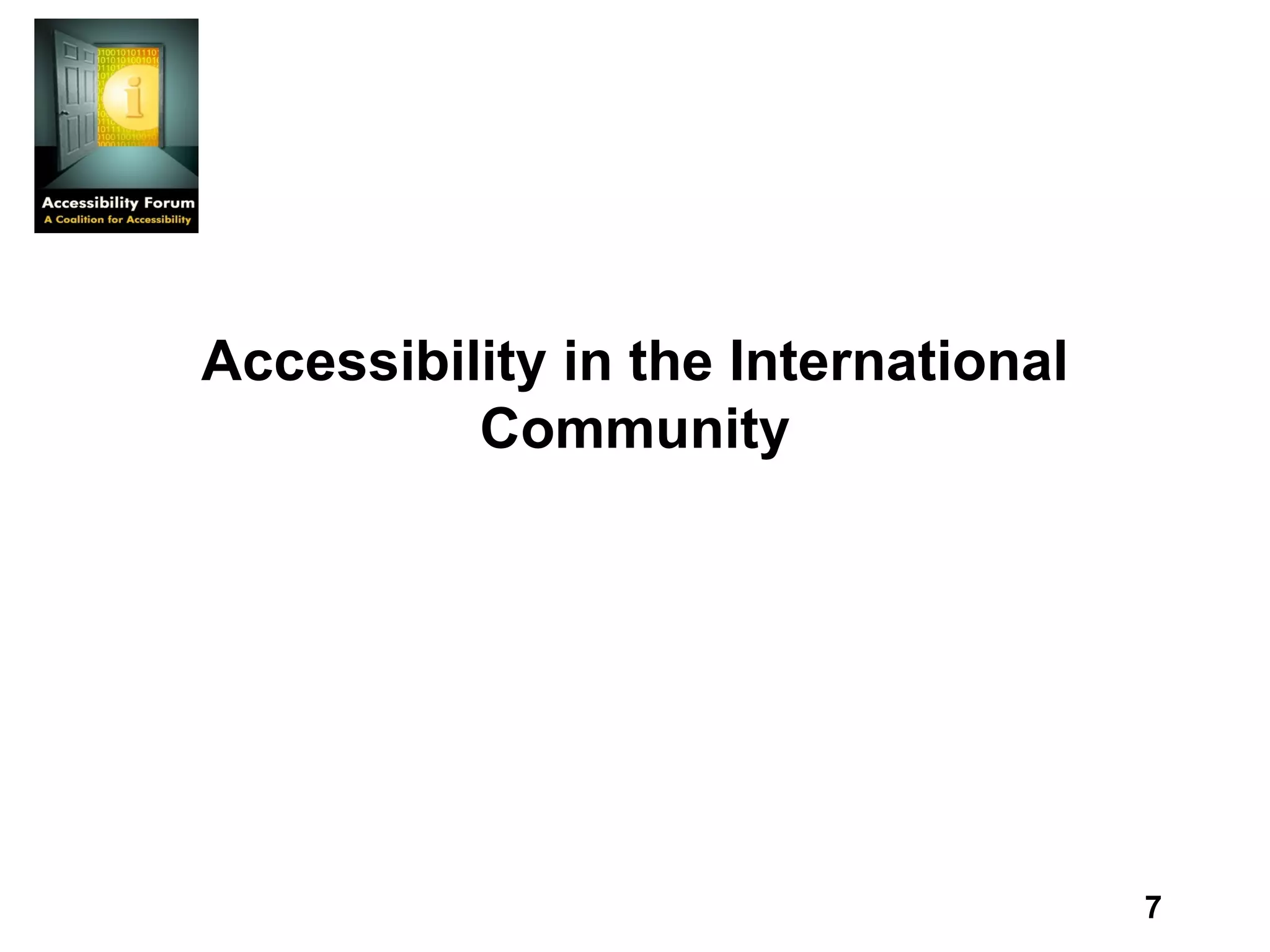 Accessibility in the International Community 