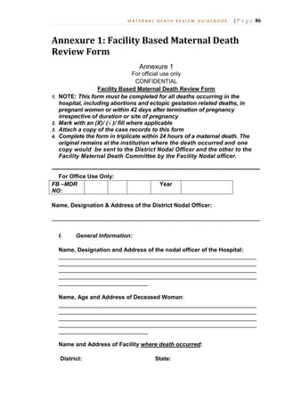 Maternal Death Review guidebook | PDF