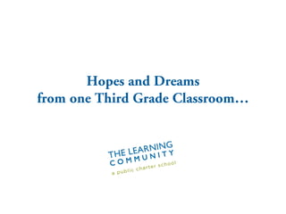 Hopes and Dreams
from one Third Grade Classroom…
 