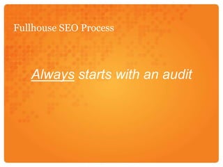 Fullhouse SEO ProcessAlways starts with an audit