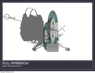FULL IMMERSION
    PROF. PHILLIP BALDWIN


Monday, February 8, 2010
 