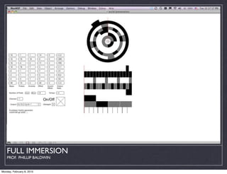 FULL IMMERSION
    PROF. PHILLIP BALDWIN


Monday, February 8, 2010
 