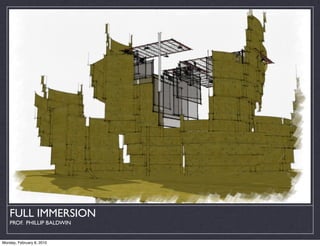 FULL IMMERSION
    PROF. PHILLIP BALDWIN


Monday, February 8, 2010
 