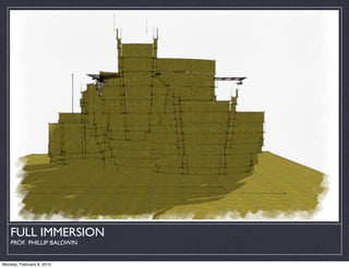 FULL IMMERSION
    PROF. PHILLIP BALDWIN


Monday, February 8, 2010
 