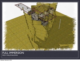 FULL IMMERSION
    PROF. PHILLIP BALDWIN


Monday, February 8, 2010
 