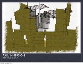 FULL IMMERSION
    PROF. PHILLIP BALDWIN


Monday, February 8, 2010
 