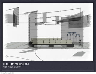 FULL IMMERSION
    PROF. PHILLIP BALDWIN


Monday, February 8, 2010
 
