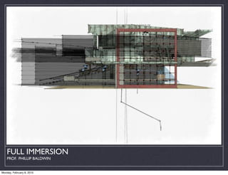 FULL IMMERSION
    PROF. PHILLIP BALDWIN


Monday, February 8, 2010
 