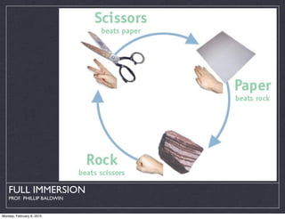 FULL IMMERSION
    PROF. PHILLIP BALDWIN


Monday, February 8, 2010
 