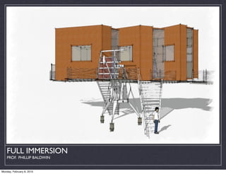 FULL IMMERSION
    PROF. PHILLIP BALDWIN


Monday, February 8, 2010
 