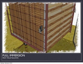 FULL IMMERSION
    PROF. PHILLIP BALDWIN


Monday, February 8, 2010
 