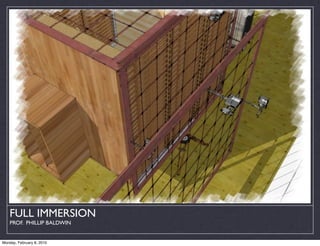 FULL IMMERSION
    PROF. PHILLIP BALDWIN


Monday, February 8, 2010
 