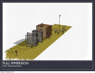 FULL IMMERSION
    PROF. PHILLIP BALDWIN


Monday, February 8, 2010
 