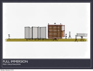 FULL IMMERSION
    PROF. PHILLIP BALDWIN


Monday, February 8, 2010
 