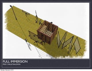 FULL IMMERSION
    PROF. PHILLIP BALDWIN


Monday, February 8, 2010
 