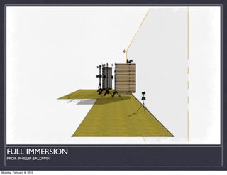 FULL IMMERSION
    PROF. PHILLIP BALDWIN


Monday, February 8, 2010
 