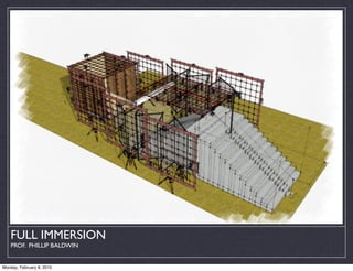FULL IMMERSION
    PROF. PHILLIP BALDWIN


Monday, February 8, 2010
 