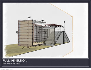 FULL IMMERSION
    PROF. PHILLIP BALDWIN


Monday, February 8, 2010
 