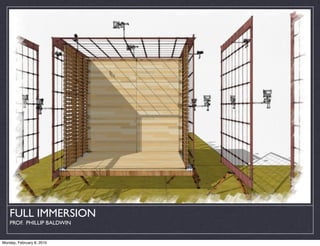 FULL IMMERSION
    PROF. PHILLIP BALDWIN


Monday, February 8, 2010
 