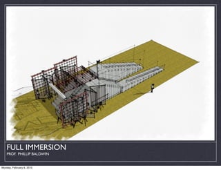 FULL IMMERSION
    PROF. PHILLIP BALDWIN


Monday, February 8, 2010
 
