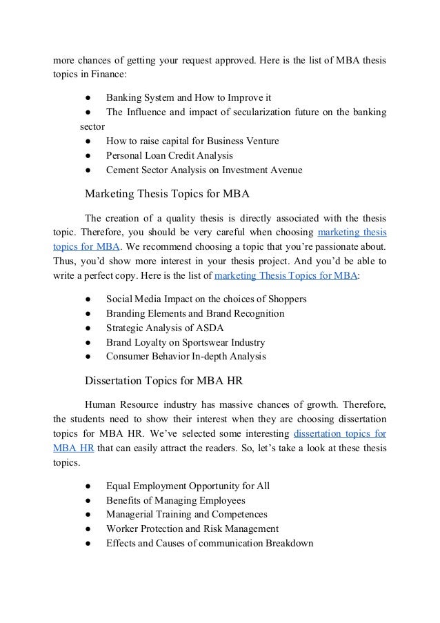 Dissertation in mba