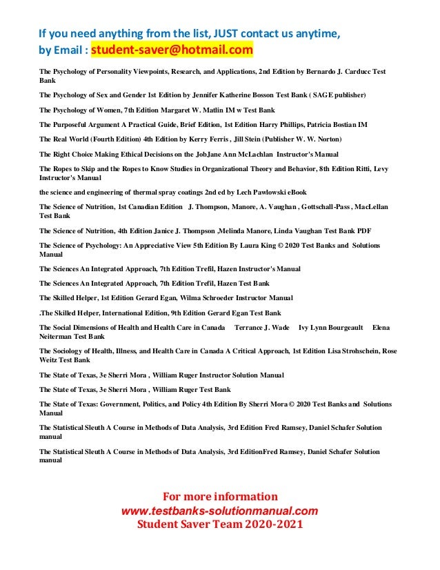 F Ull List Test Bank And Solution Manual 21 Student Saver Te