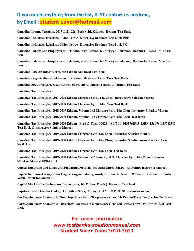 F Ull List Test Bank And Solution Manual 2020 2021 Student Saver Te