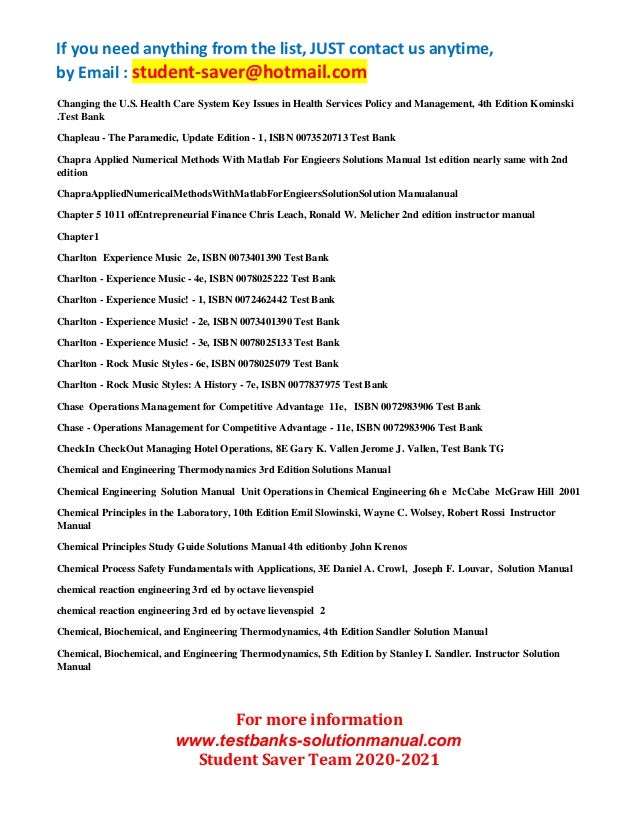 F Ull List Test Bank And Solution Manual 2020 2021 Student Saver Te